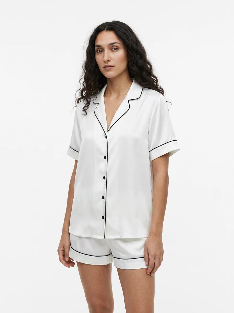 Mulberry silk pajama set — White